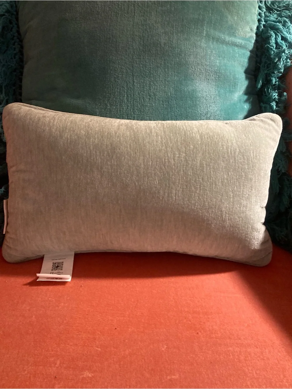 Rachel Zoe Coral Text 'DON'T RUSH ME' Lumbar Pillow on Cream